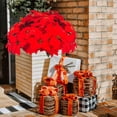 thumbnail image 7 of Lssam Artificial Poinsettia Bushes, Silk Poinsettia Flowers - 5 Heads Red Poinsettia Stems for Christmas Tree Decor, Festive Table Centerpiece Holiday Home Decoration, 7 of 7