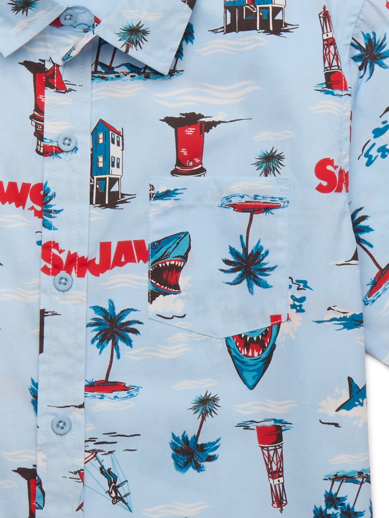 Jaws Boys' Print Button Up Shirt, Sizes 4-18