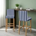 thumbnail image 2 of Striped Navy Blue Bar Stool Covers - Stretch Dining Chair Covers Set of 6, Farmhouse Line Stripes Classic Bar Chair Cover Removable Counter Stool Pub Chairs Slipcovers Protectors for Kitchen/Cafe, 2 of 9