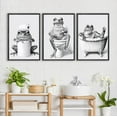 thumbnail image 2 of Funny Bathroom Frog Wall Art Cute Animals in Bathtub Painting Picture Wall Decor Trendy Vintage Black And White Animal Poster Print Artwork for Toilet Restroom Home Decoration(Framed canvas), 2 of 6
