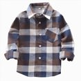 thumbnail image 3 of YIWULA Baby Boys Plaid Shirt Toddler Flannel Button Down Jacket Long Sleeve Outfits Infant School Uniform Shirts Cotton Shacket Coat(12-18 Months,Grey), 3 of 4