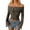 Khaki, variant on Off Shoulder T Shirt for Women Leopard Print Mesh Top Sheer See Through Slim Long Sleeve Flared Y2K Crop Tee Grey L
