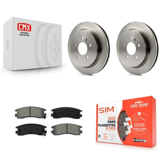 Transit Auto Rear Disc Brake Rotors and Semi-Metallic Pads Kit for Car 2003-2004 Cadillac Seville with Vented Rotor K8S-101535