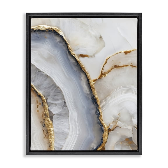 Stupell Industries Contemporary Golden Marble Flow Black Floating Frame Canvas Art, 17 x 21, by Svetlana Aleynikova