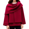 thumbnail image 1 of Krdevn Women's Short Knitted Sweater Coat Asymmetrical Scarf Collar Solid Color Outerwear,Size:L, 1 of 4