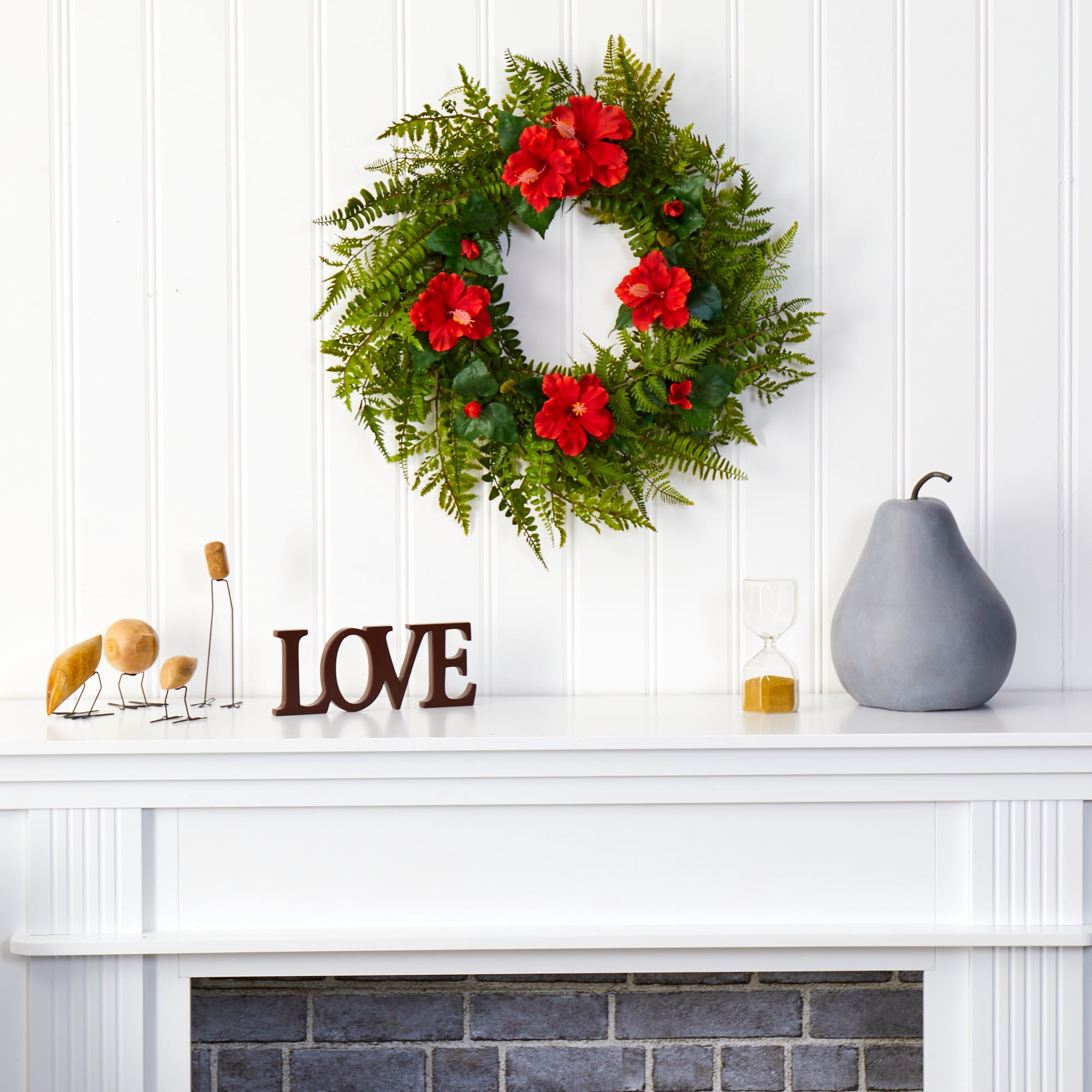 Nearly Natural Plastic Wreath, 24.00" (Assorted Colors)