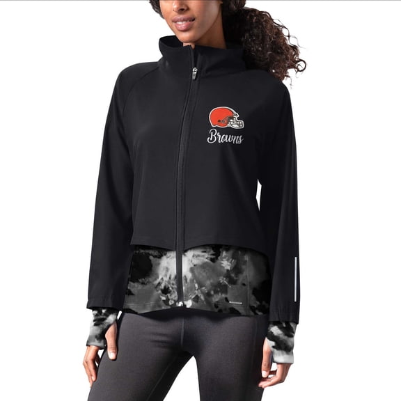 Women's MSX by Michael Strahan Black Cleveland Browns Grace Raglan Full-Zip Running Jacket