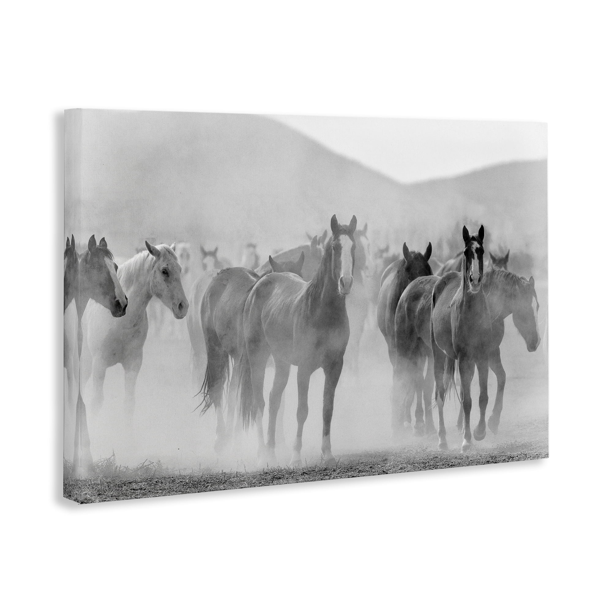 Stupell Industries Running Horse Herd Animals Painting Wrapped Canvas Art Print Wall Art, 30 x 20