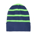 thumbnail image 1 of Top Headwear Bonnet Rayé avec Bande Solide - Marine/vert Flash, 1 of 1