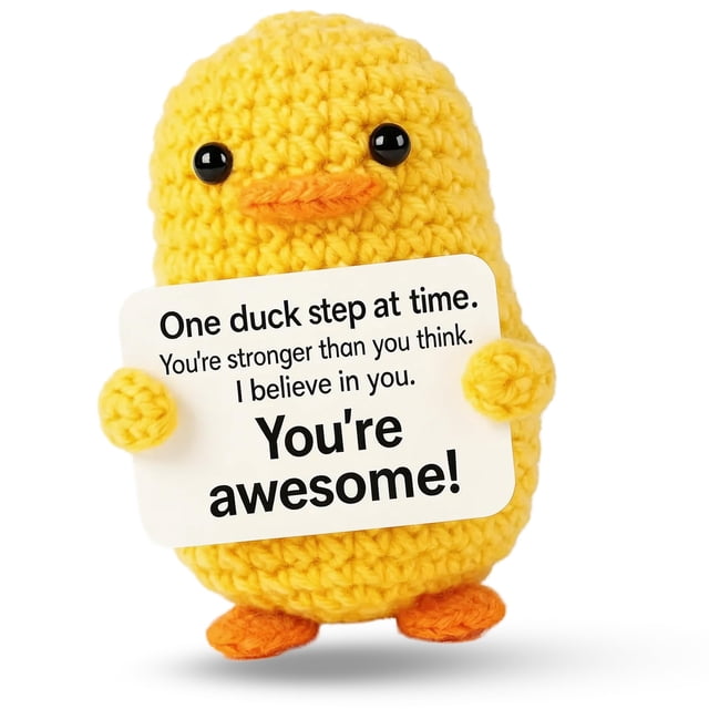 Peluche de ganchillo Positive Duck PICKLE BUDDIES, apoyo emocional