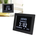 thumbnail image 1 of RELOJ DIGITAL CON CALENDALIO DE DIA, Atenuación Automática, Recordatorio De Medicamentos, Alarma, Reloj De Día, Negro, 8 Pulgadas, 1 of 7