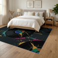 thumbnail image 3 of ODIKA Record Bold Vinyl Contrasting Disc Abstract Paint Splash Cd Shaped for Dining Room, Under Table, Office, Non-Slip Chair-Friendly Floor, 3 of 7