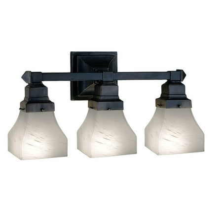 

Meyda Tiffany 27623 Bungalow White Alabaster 3 Light 20 Wide Bathroom Vanity Light -