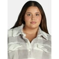 thumbnail image 4 of Terra & Sky Women's Plus Size Faux Shearling Shacket, Sizes 0X-5X, 4 of 4