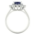 thumbnail image 4 of Clara Pucci 14K White Gold Solid Gold BlueSapphire Halo Anniversary Ring for Women - 2.72 cttw Oval Cut, 4 of 7