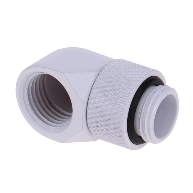 Conector G1/4 Rosca G1/4 Adaptador de montaje de 90 grados Conector rotativo refrigerado por agua (Blanco)