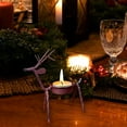 thumbnail image 4 of Gold Iron Reindeer Candle Holder, 4.92in Christmas Tealight Holder & Mantel Ornament, Metal Handicraft for Dining Table Holiday Decor, 4 of 6