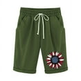 thumbnail image 4 of Sakmal Green Shorts for Women Bermuda Chino 4Th of July Knee Length 8" Mid Rise Shorts with Pockets, 4 of 5