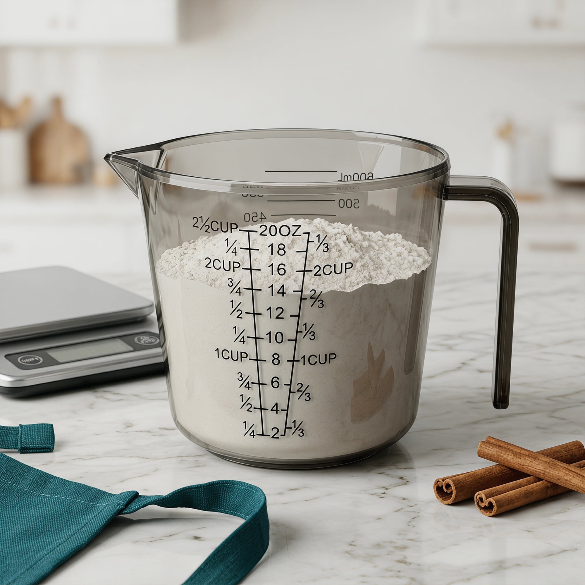 Unique Bargains 2Pcs PS Material Measuring Cup for Measuring Oil Water Gray 600ml/1000ml