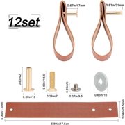 12PCS Leather Drawer Pulls Handmade Cabinet Door Wardrobe Handle DIY for Kitchen Bathroom Cabinets Cupboards Wardrobe Dresser Brown