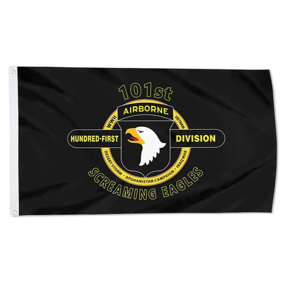 Cayyon 101st Airborne Division Battle & Campaig - Screaming Eagles Flag 3x5Feet Military Banner with 2 Brass Grommets