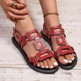 thumbnail image 5 of Women's Gladiator Flat Sandals, Wide Width Cutout Summer Sandals with Metal Buckle Detail, Non-Slip Casual Beach Shoes for Women, Breathable Walking Sandals, 5 of 10