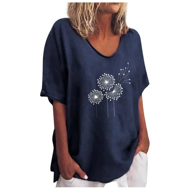 Blouses à Manches Courtes pour Femmes Hauts Aguichant à Col Rond à Manches Courtes pour Femmes Blouse Régulière Imprimée Femmes Hauts à Manches Courtes Femmes Blouse à Manches Courtes Hauts à Manches Courtes pour Femmes