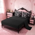 thumbnail image 3 of meiyoeat Pink Ribbon Bow 7-Piece King Bedding For Kids,Cute Minimalist Bow King Bed In A Bag For Girls,Black Reversible, 3 of 7