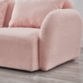 thumbnail image 4 of Three-Seat Sofa with Three Pillow, Modern Teddy Fabric Petal Sofa with Curved Armrests and Backrests, Comfy Living Room 3-Seat Sofa Furniture, Pink, 4 of 7
