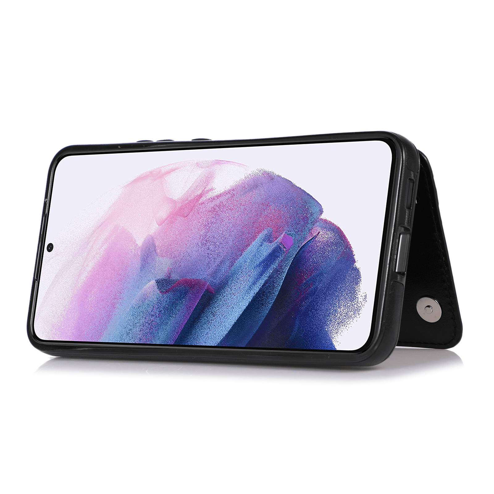 Asuwish Compatible with Samsung Galaxy S22 5G Wallet Phone Case Tempered Glass Screen Protector and Flower PU Leather Credit Card Holder Stand Cell Cover for S 22 22S 4G G5 6.1 inch Women Men Black