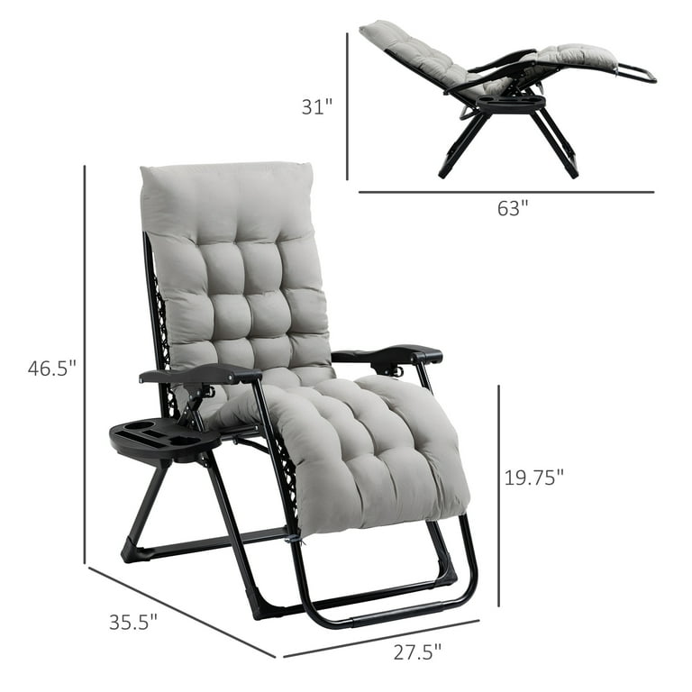 Outsunny folding zero gravity rocking online lounge chair with cup holder tray