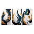 thumbnail image 2 of Designart "Abstract Fusion in Blue and Gold V" Abstract Wall Art Set Of 3 - Transitional Blue Canvas Set For Living Room Decor, 2 of 6