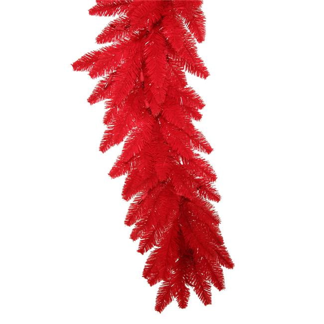 Vickerman 9' Red Artificial Christmas Garland with 100 Red Lights
