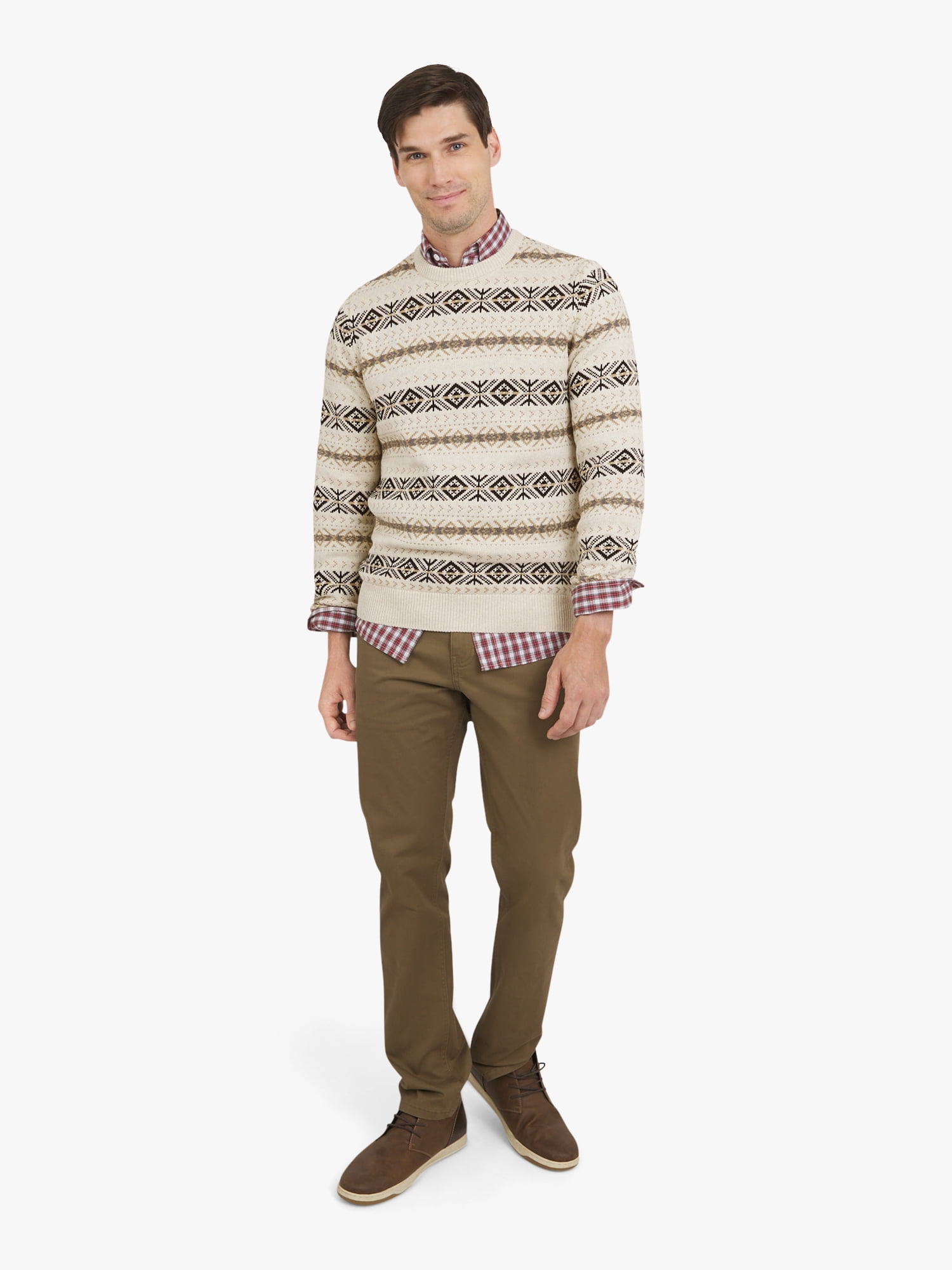 Chaps Men's & Big Men's Long Sleeve Fairisle Crewneck Sweater, Sizes S-3XL
