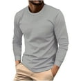 thumbnail image 2 of Qertyioot Homme Manches Longues Couleur Unie Col Rond Mode T-Shirt Décontracté Automne, 2 of 6