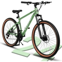 Ambifirner 24 Inch Mountain Bike for Men & Women, 21-Speed High-Carbon Steel Frame with Mechanical Disc Brakes, Front Suspension Fork & All-Terrain Tires, 85% Pre-Assembled Trail/Commuter Bike, Green