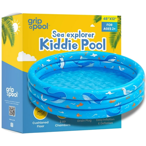Inflatable Kiddie Pool for Toddlers, 48"X12" Round Plastic Blow Up Kids Swimming Pool, Outdoor Water Play, Ball Pit Toys for Kids Age 2 3 4 5,