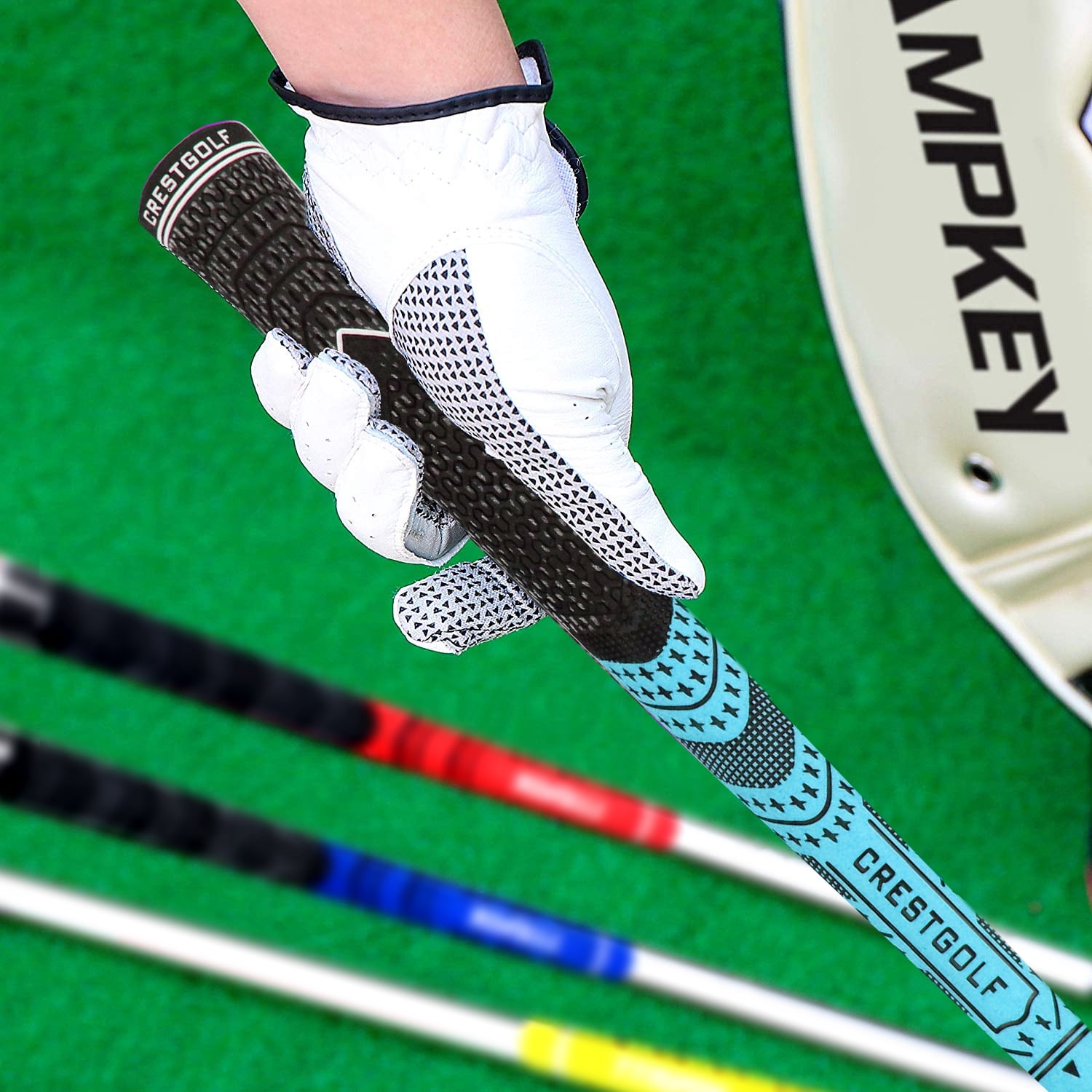 Crestgolf 13pcs Golf Grips Standard/Midsize All-Weather Control Thread Technology Rubber Combine with Carbon Yard, Anti-Slip-Set