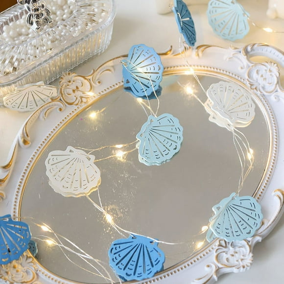 Christmas Window Decorations,Led Wooden Shells Star Light String, Underwater Decorative Light, Copper Wire Light, Window Decoration Light, Color Light String, 3 Meters, 30 Lights