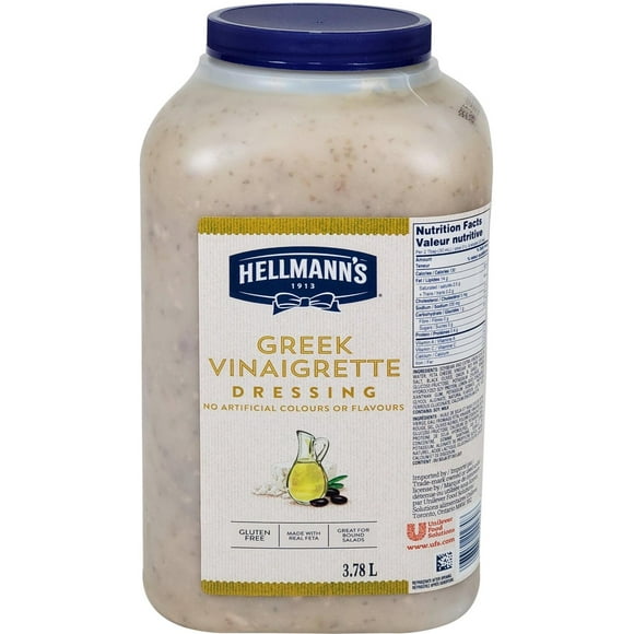 Hellmann's Greek Vinaigrette Salad Dressing Jug Gluten Free, No Artificial Flavors or added MSG, 1 Gallon 3.78 Liter Pack of 2