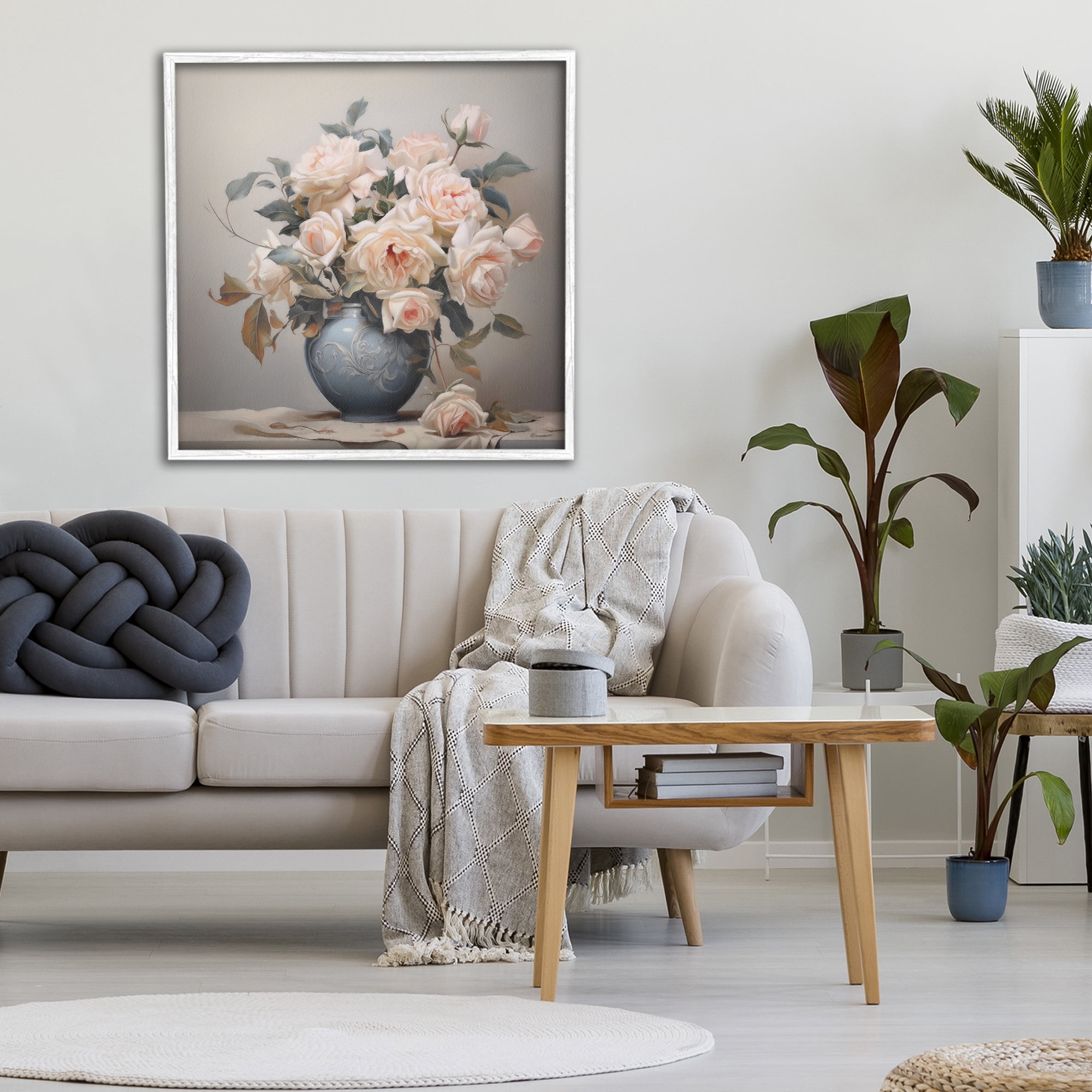 Stupell Industries Rose Paragon Vase White Framed Giclee Art, design by Steve Hunziker