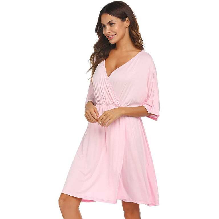 Ekouaer 3 in 1 Labor/Delivery/Hospital Gown Maternity Dress Nursing  Nightgown Sleepwear for Breastfeeding S-XXL 