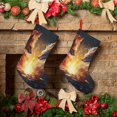 thumbnail image 6 of Salouo Red And White Flame Fox Print Christmas Decorations Stockings 1 Pack 18'' Xmas Stockings Holiday Stocking Personalized Farmhouse Decor for Home Family Party Tree, 6 of 7