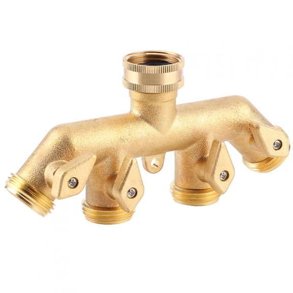 CHICIRIS Hose Splitter,Brass Garden 4-Way Hose Splitter Hose Adapter Ball Valve Water Faucet Valve Connector