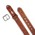 thumbnail image 3 of Two Tone Embossed Detailing Sanding Soft Hand Vintage Cowhide Leather Belt, 3 of 5