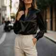 thumbnail image 6 of Womens Buttton Down Shirts Long Sleeve V Neck Business Tunic Blouses Work Dress Shirt Elegant Trendy Tops, XL, 6 of 6
