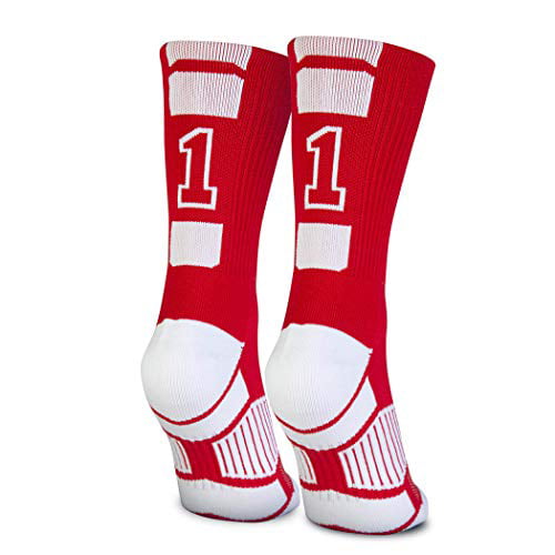 Choose Your Number Athletic Socks by ChalkTalkSPORTS Custom Team Number Crew Socks Red