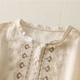 thumbnail image 5 of Holzkary Embroidered Cotton Linen Tops for Women 3/4 Sleeve Summer Boho Peasant Gauze Blouses Dressy Casual Bohemian Shirts Beige L, 5 of 9
