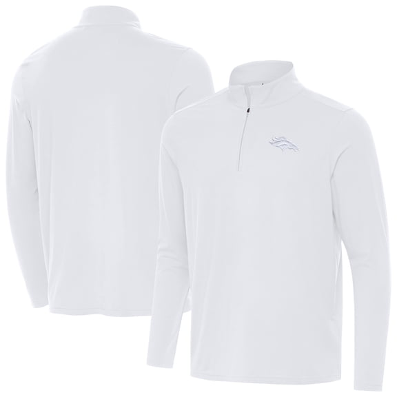 Men's Antigua White Denver Broncos Intent Quarter-Zip Jacket