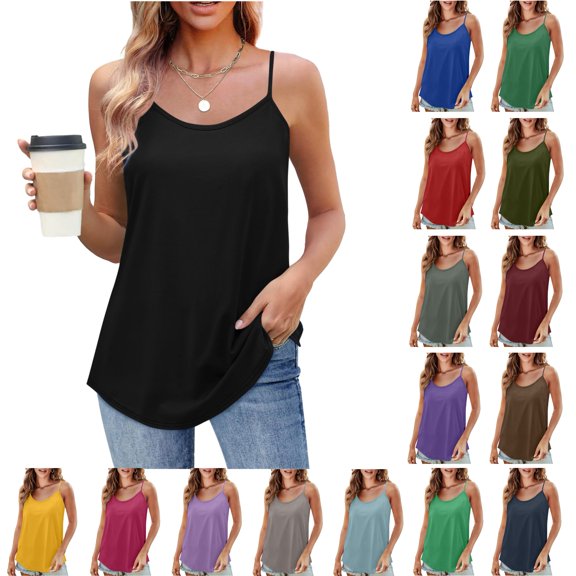 Yeaiivve Camisole Tops for Women Spaghetti Strap Sleeveless Cami Shirts Scoop Neck Casual Summer Tank Tops Cozy Soft Sleepwear Army Green S